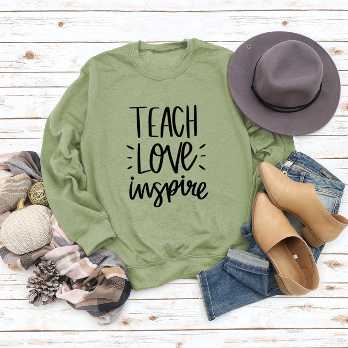 Olive green sweater (black font) / S