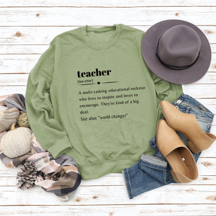 Olive green sweater (black font) / S