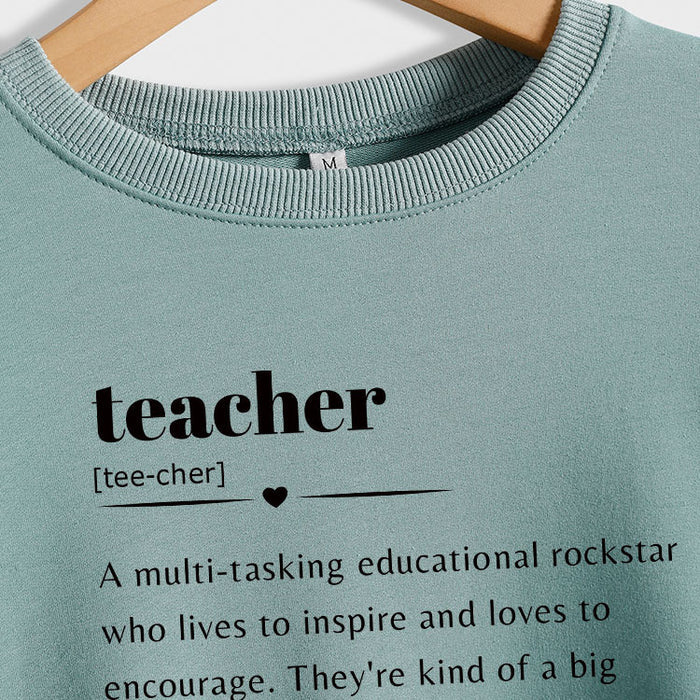 Teacher Love Letter Fashion Loose Ladies Long Sleeve Casual Plus Size Sweater