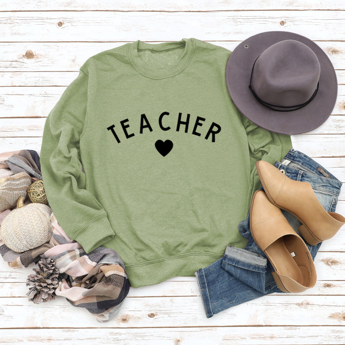 Olive green sweater (black font) / S