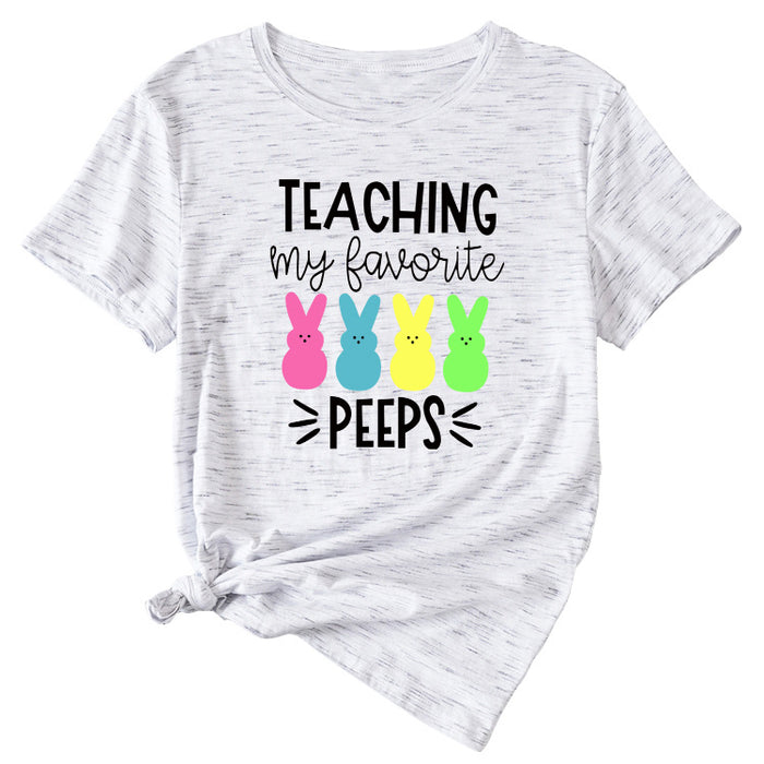 Teaching My Favorite Fun Pattern Casual Short-sleeved Women