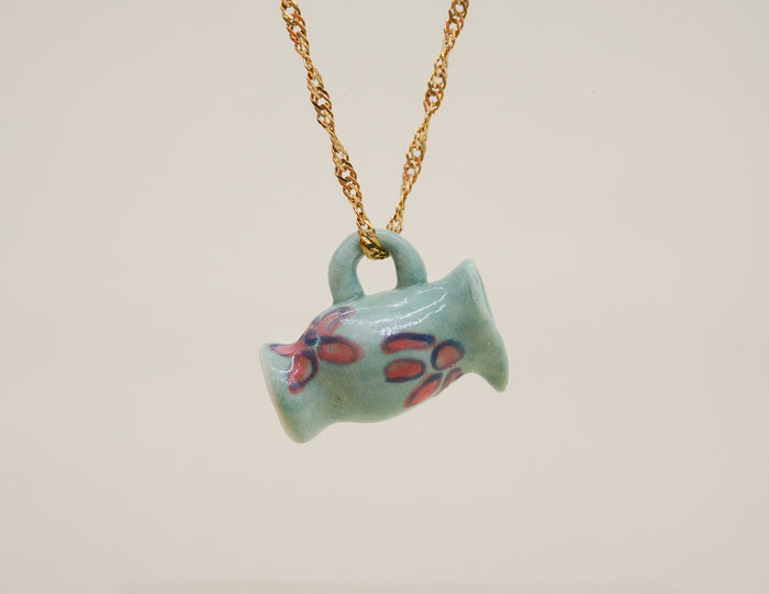 Teal Garden Pot Necklace