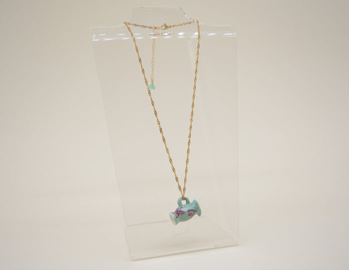 Teal Garden Pot Necklace
