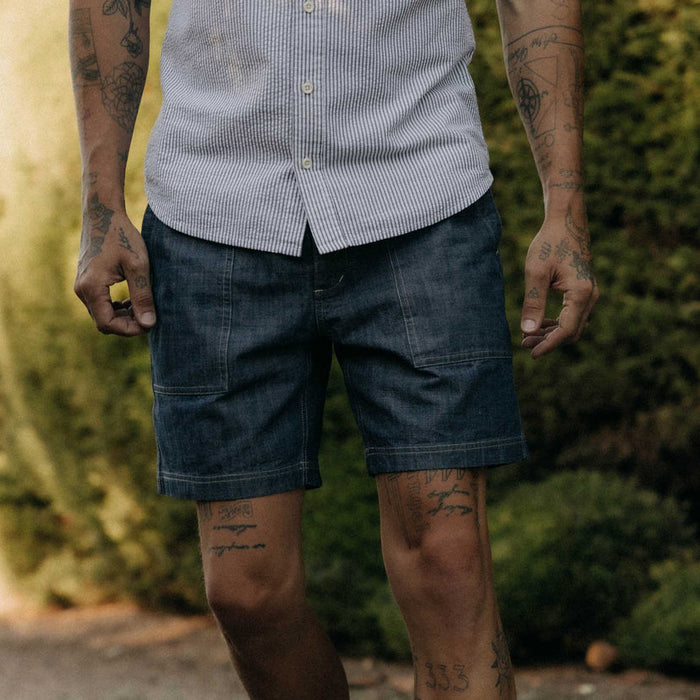 The Breakwater Short in Washed Indigo Chambray