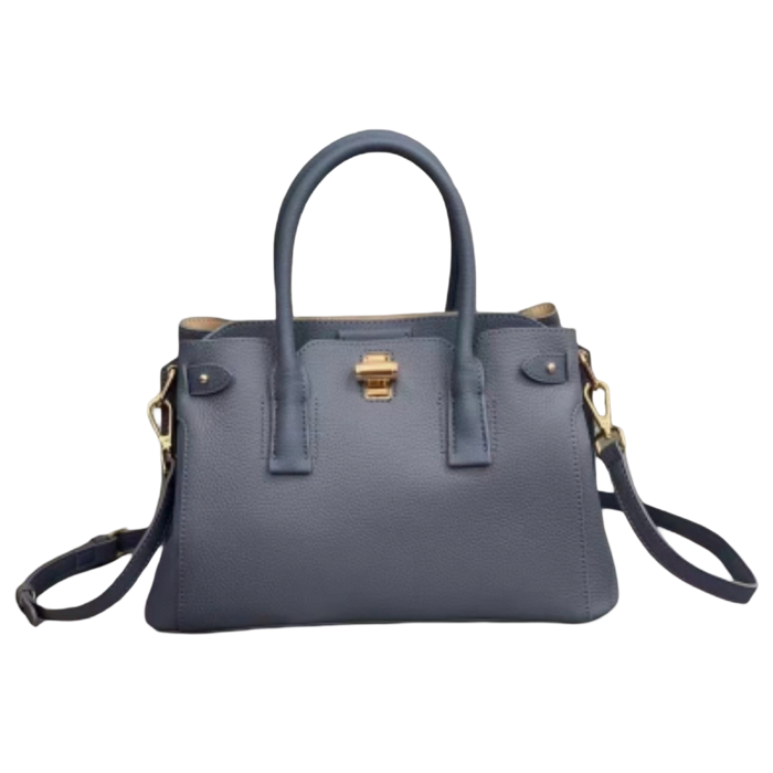 Camille Blue Genuine Leather Structured Handbag | Oh, Meredith