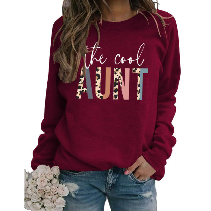 The Cool Aunt Letters Personality Round Neck Women's Sweatshirt Long Sleeve Bottoming