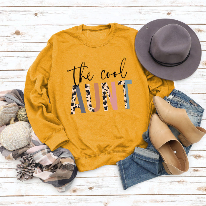 The Cool Aunt Letters Personality Round Neck Women's Sweatshirt Long Sleeve Bottoming