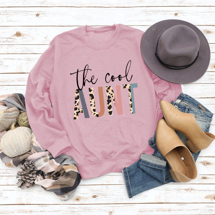 The Cool Aunt Letters Personality Round Neck Women's Sweatshirt Long Sleeve Bottoming