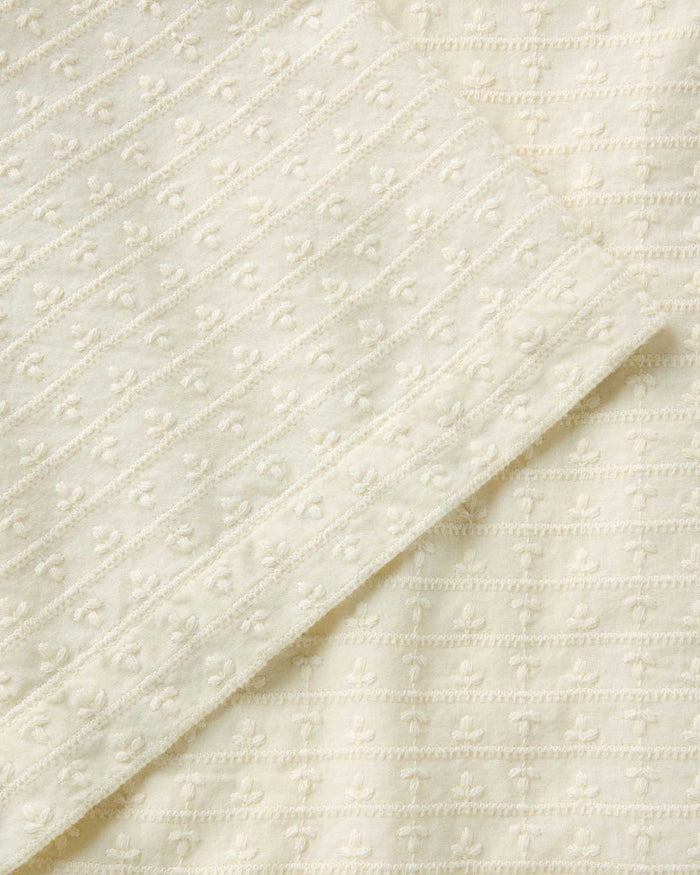 The Davis Shirt in Vintage White Embroidered Stripe
