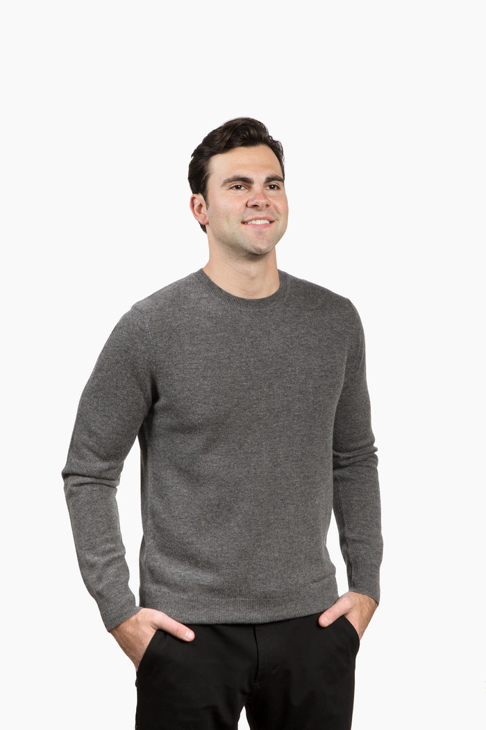 The Garrison Crewneck Sweater in Merino Cashmere - Field Stone Gray