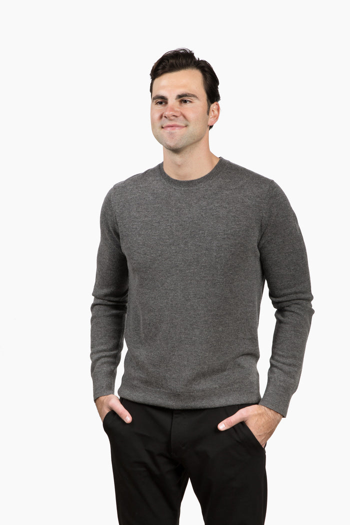 The Garrison Crewneck Sweater in Merino Cashmere - Field Stone Gray