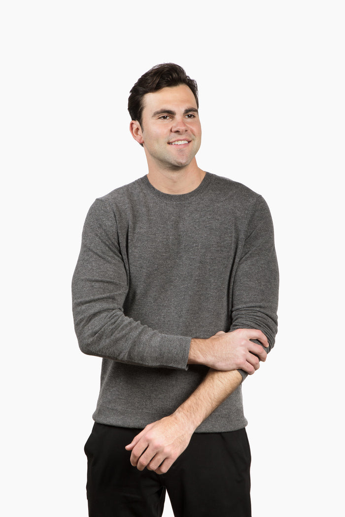 The Garrison Crewneck Sweater in Merino Cashmere - Field Stone Gray