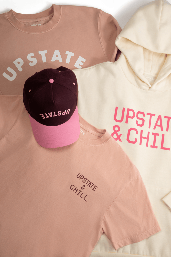 The Linear: Upstate & Chill® Hoodie - Bone / Rose of Sharon