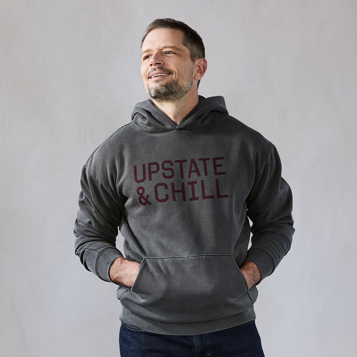 The Linear: Upstate & Chill® Hoodie - Pigment Black / Deep Autumn