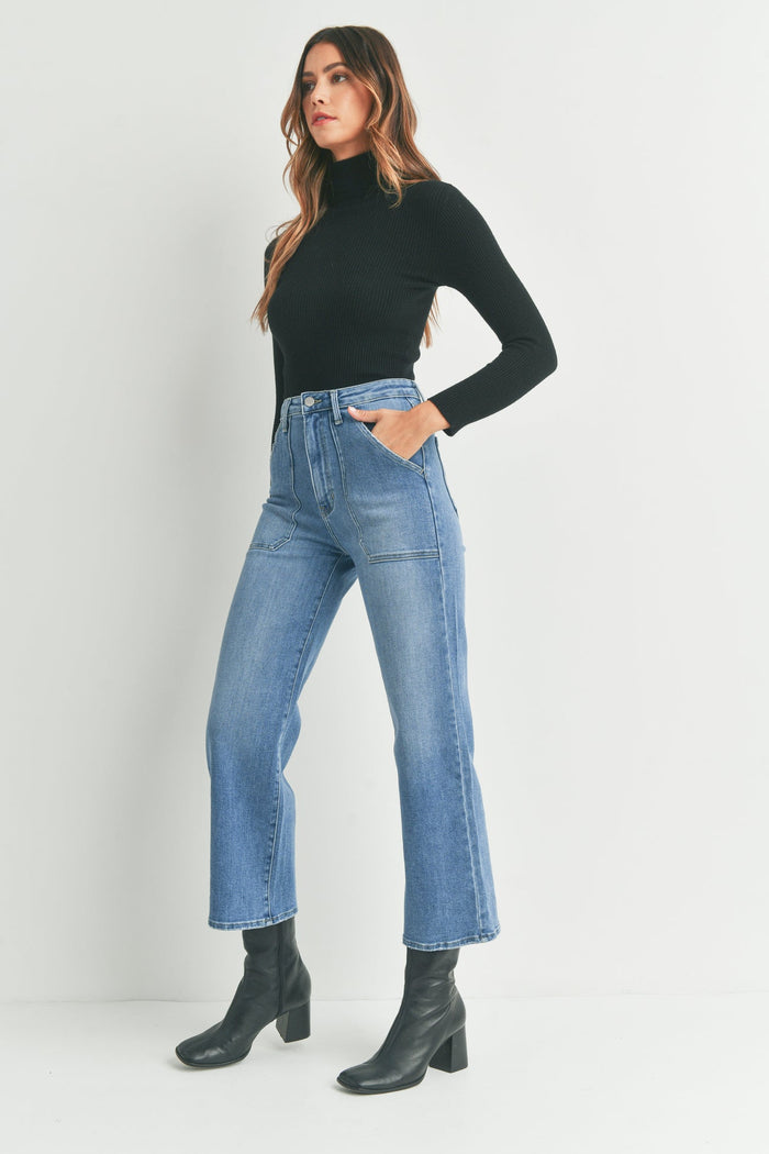 The Patch Pocket Wide Leg - Medium Denim BP339J