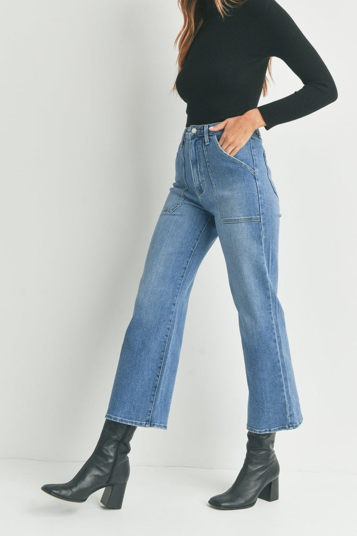 The Patch Pocket Wide Leg - Medium Denim BP339J