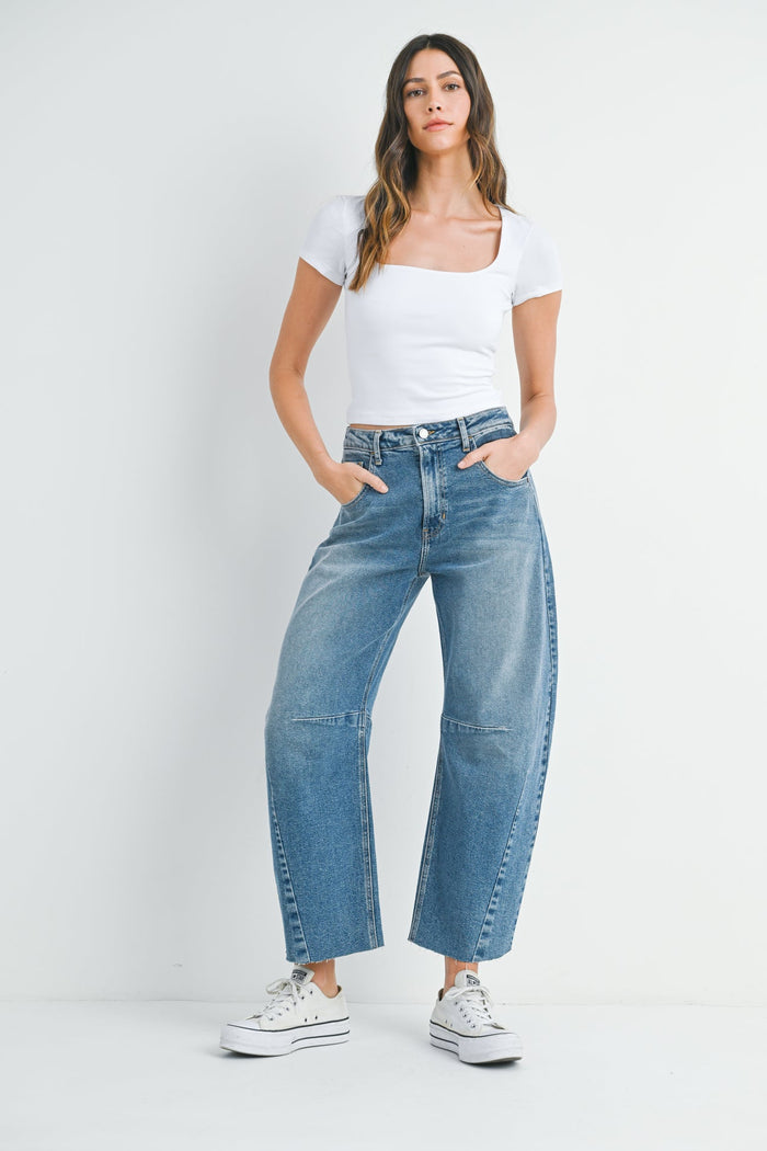 The Seamed Barrel Jean - Medium Denim BP473J