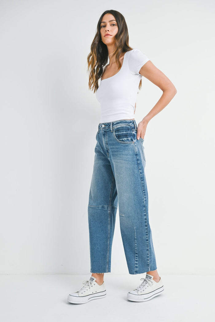 The Seamed Barrel Jean - Medium Denim BP473J