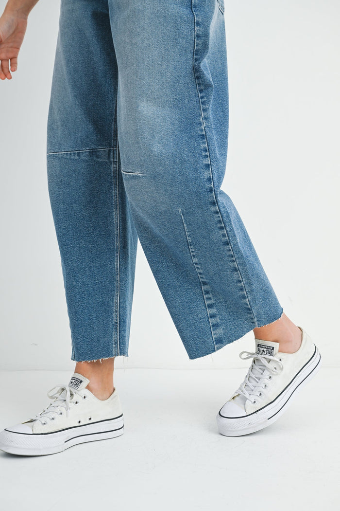 The Seamed Barrel Jean - Medium Denim BP473J