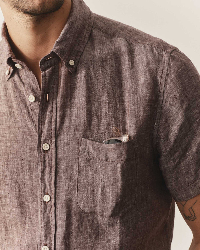 The Short Sleeve Jack in Burgundy Linen