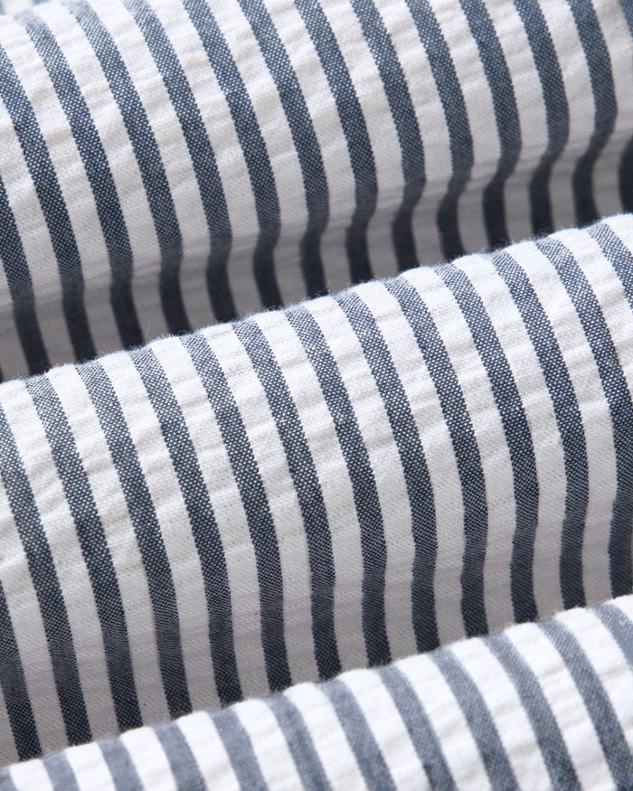 The Short Sleeve Jack in Steel Blue Stripe Seersucker
