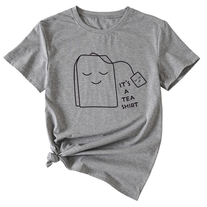 This Is A Tawny Shirt, Simple Pattern Printing, Women's Casual Loose Short-sleeved Shirt