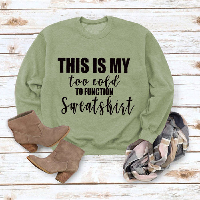 Olive green sweater (black font) / S