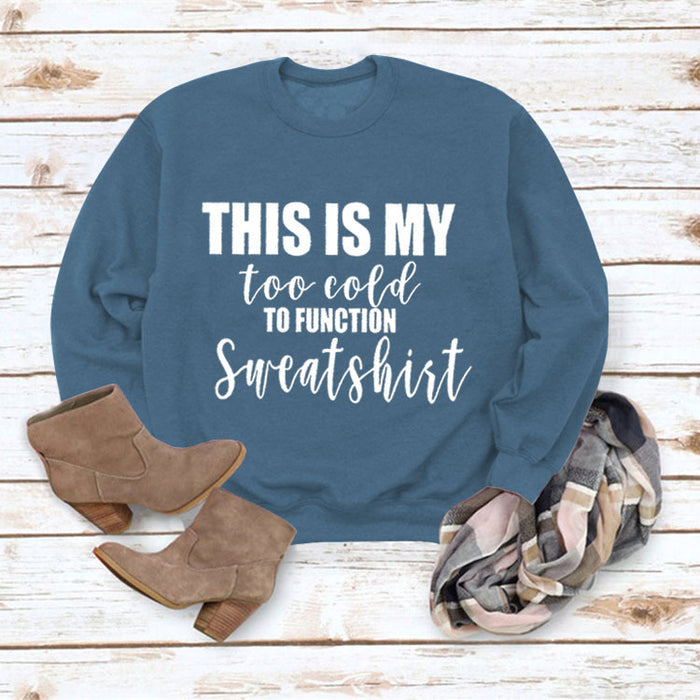 Blue sweater (white font) / S