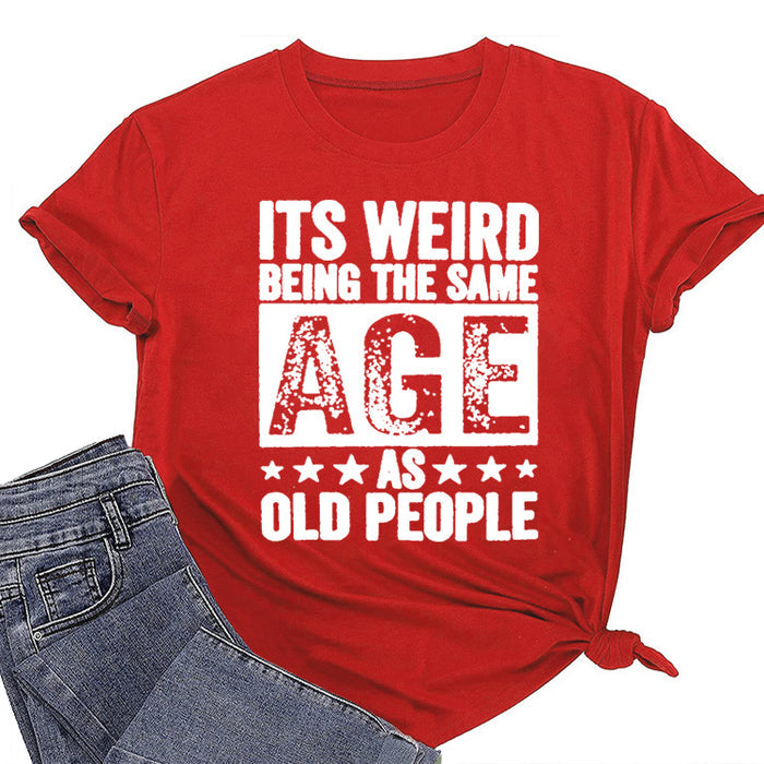 This Is Strange, Letter Printed Women's New Summer Short Sleeved Shirt