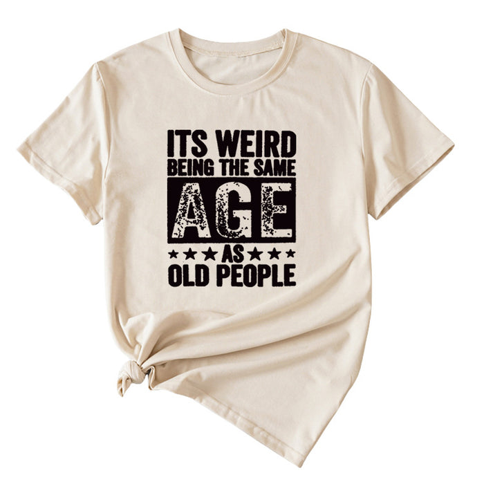 This Is Strange, Letter Printed Women's New Summer Short Sleeved Shirt
