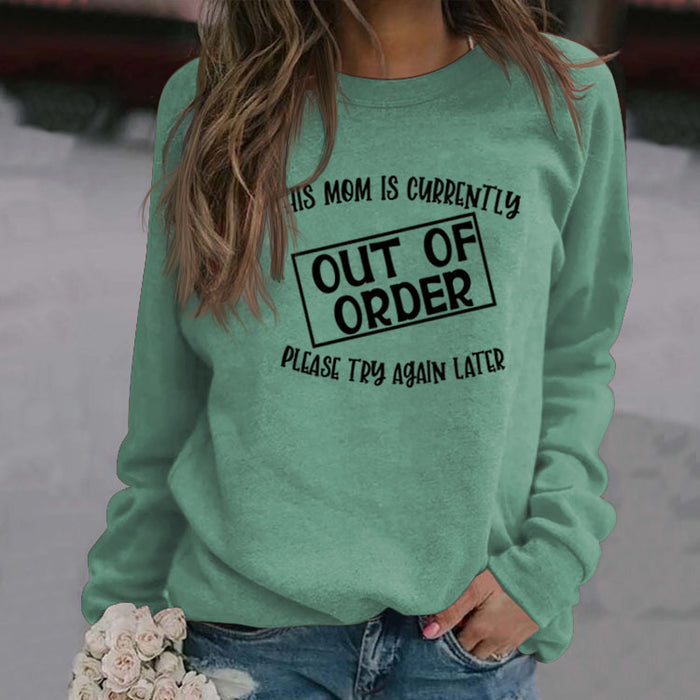THIS MOM IS LETTERED LOOSE CASUAL CREWNECK OVERSIZED LONG-SLEEVED SWEATSHIRT