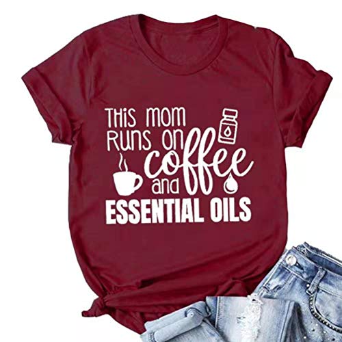 This Mom Runs On Coffee and Essential Oils T-Shirt Mama Shirt