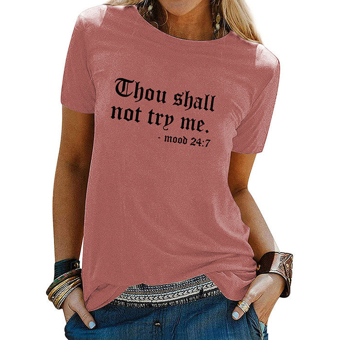 Thou Shall Not Trp Me Letter T-shirt Casual Woman Short Sleeve T-shirt Top