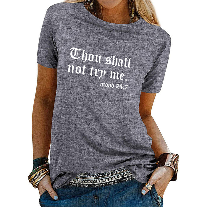 Thou Shall Not Trp Me Letter T-shirt Casual Woman Short Sleeve T-shirt Top