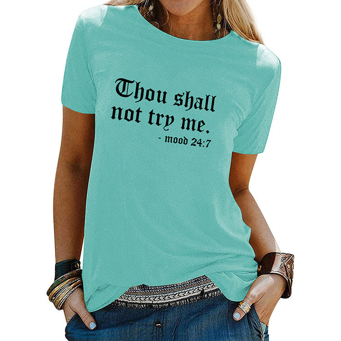 Thou Shall Not Trp Me Letter T-shirt Casual Woman Short Sleeve T-shirt Top