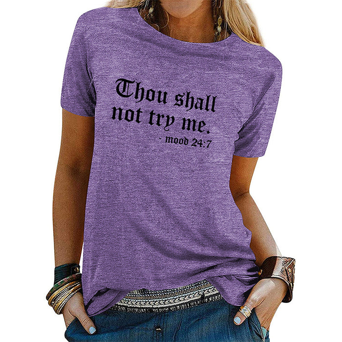 Thou Shall Not Trp Me Letter T-shirt Casual Woman Short Sleeve T-shirt Top
