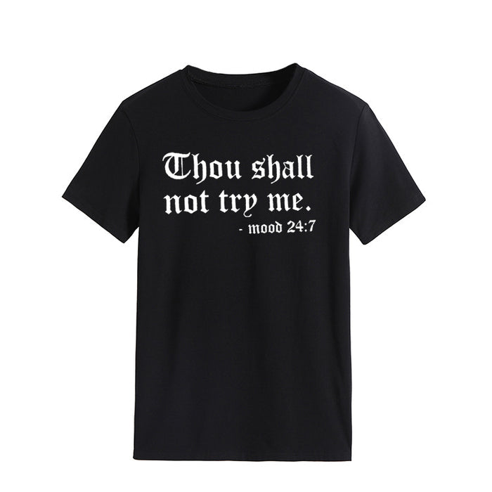 Thou Shall Not Trp Me Letter T-shirt Casual Woman Short Sleeve T-shirt Top