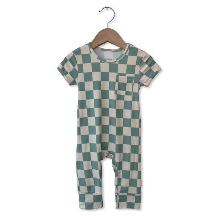 Tidepool Check Short Long Romper Luxe Edition | Cotton Bamboo Blend