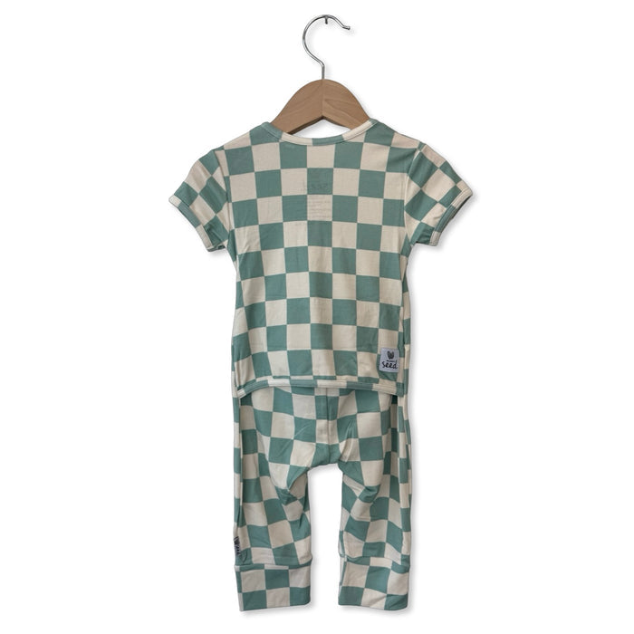 Tidepool Check Short Long Romper Luxe Edition | Cotton Bamboo Blend