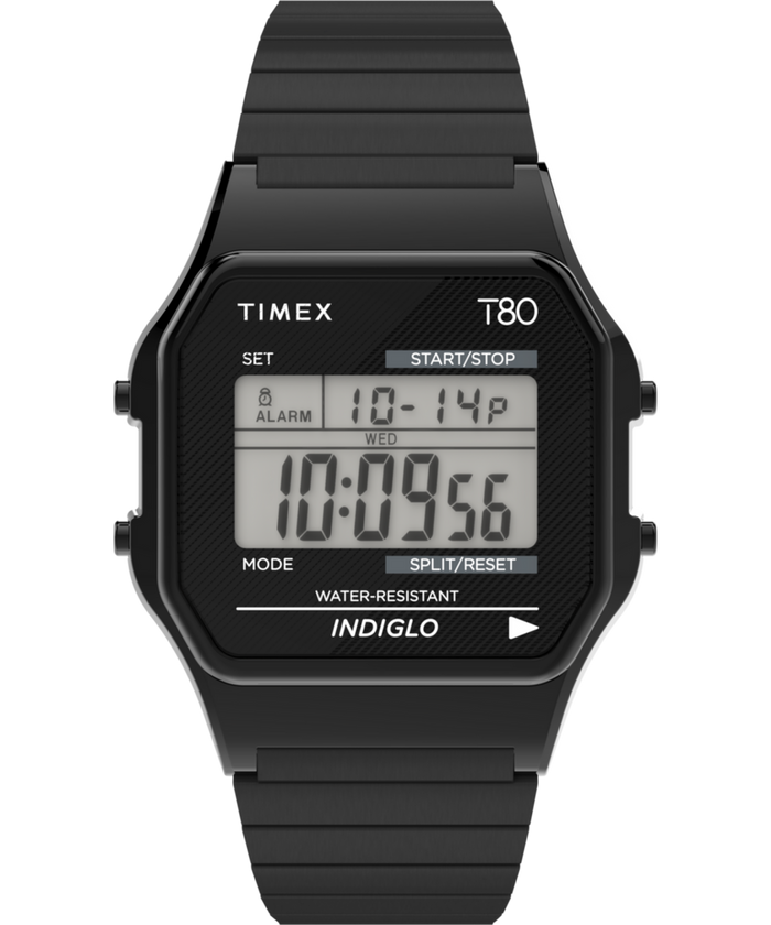 Timex T80 34mm Stainless Steel Expansion Band Watch - Black