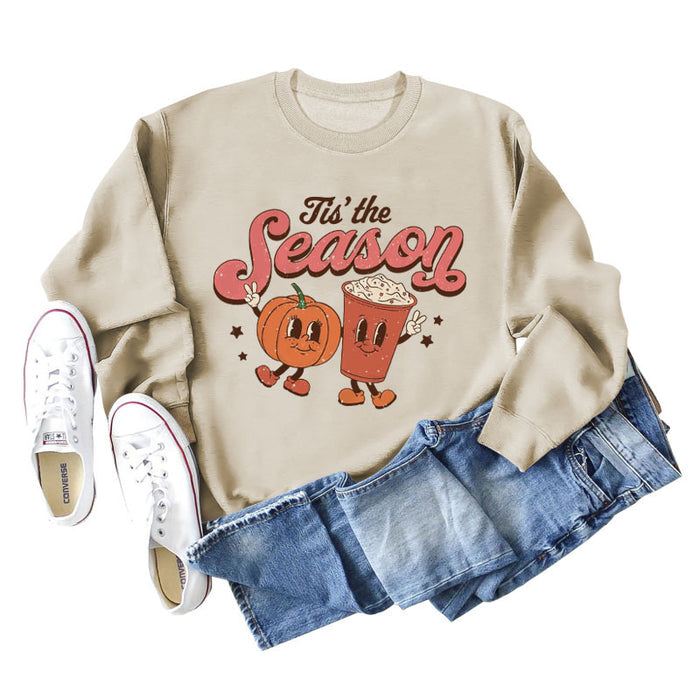 Tis' The Season Fashion Autumn and Winter Primer Letter Print Long Sleeve Sweater for Women
