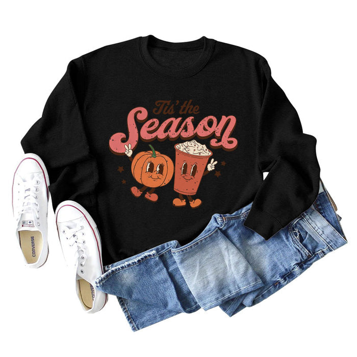 Tis' The Season Fashion Autumn and Winter Primer Letter Print Long Sleeve Sweater for Women