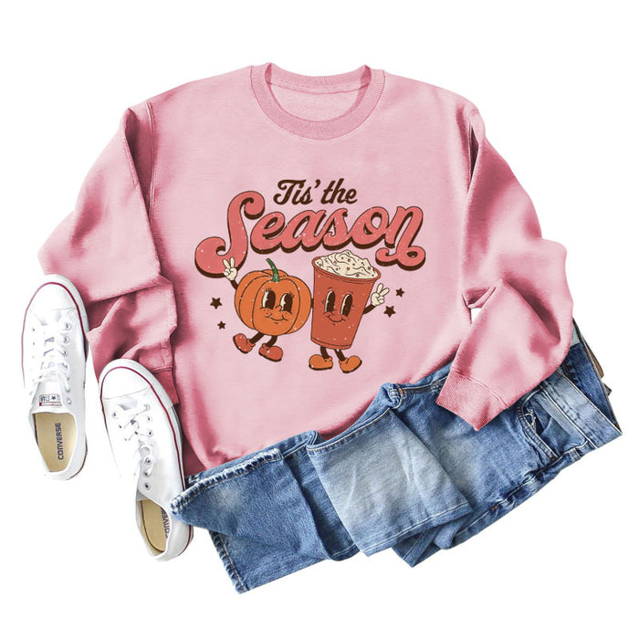 Tis' The Season Fashion Autumn and Winter Primer Letter Print Long Sleeve Sweater for Women