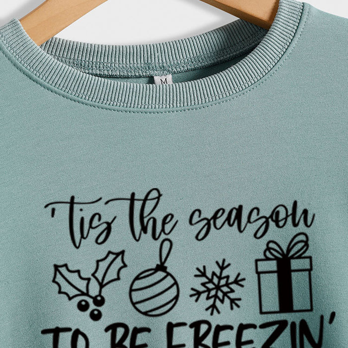 Tis The Season TO BE Letters Printed Long-sleeved Sweater Women