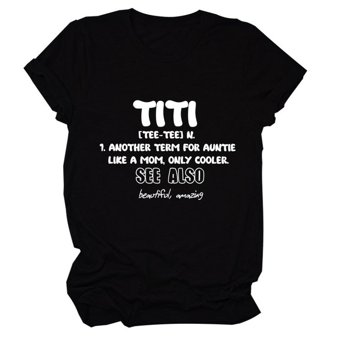 TItI TEE TEE Summer Letter, Crewneck, Loose Short Sleeve Women's T-Shirt