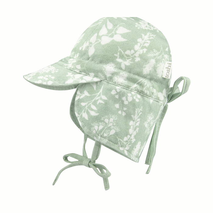 Toshi Flap Cap Bambini baby sunhat with floral pattern and neck flap for sunshine fun