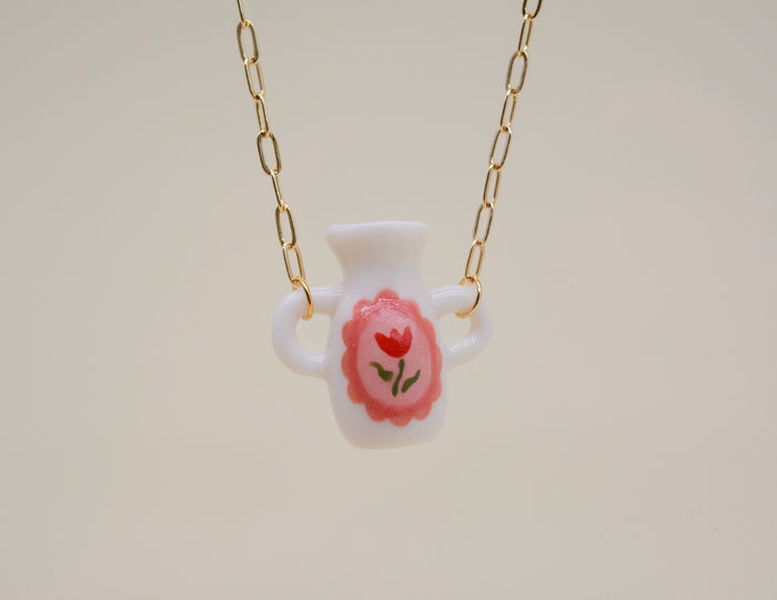 Tulip Porcelain Pot Necklace