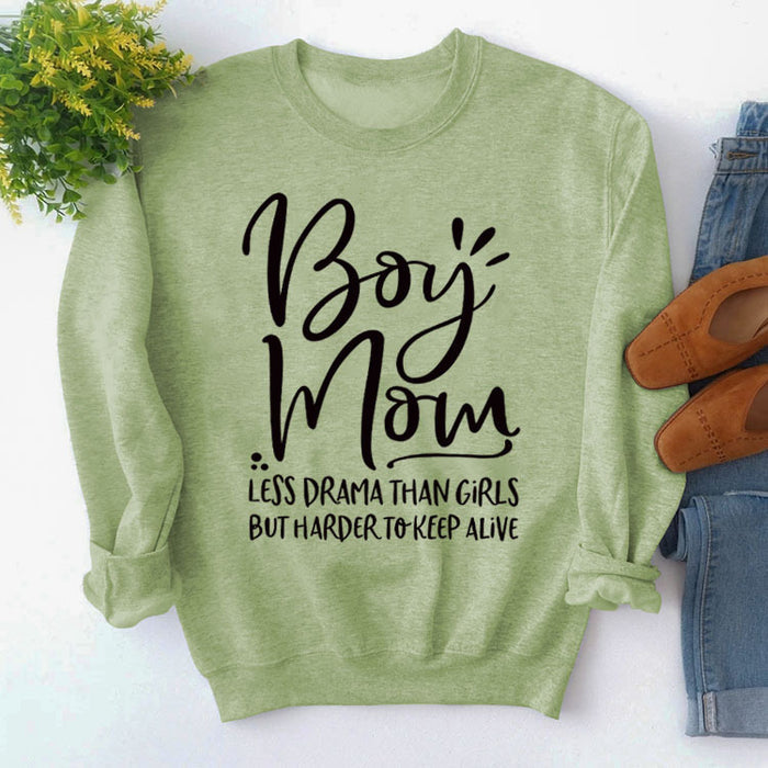 Olive green sweater (black font) / S