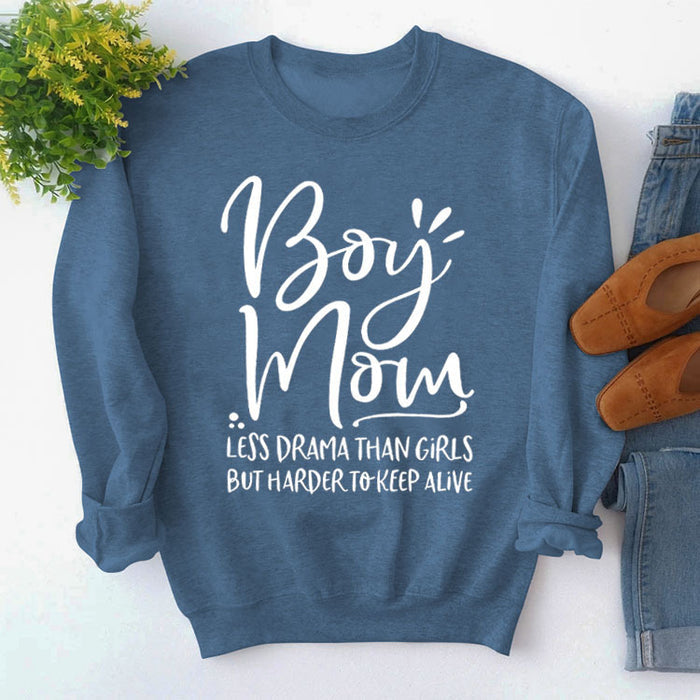 Blue sweater (white font) / S