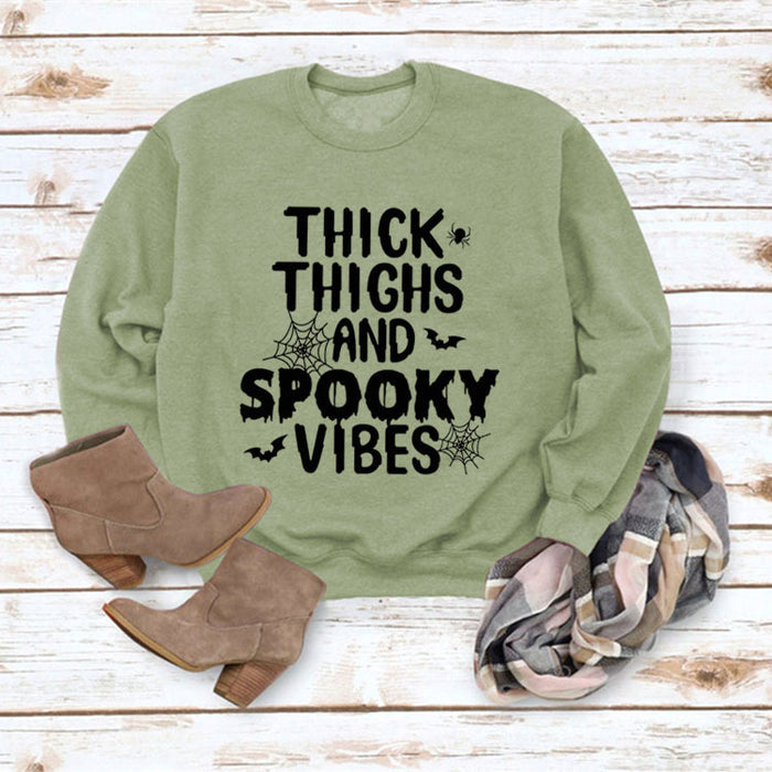Olive green sweater (black font) / S